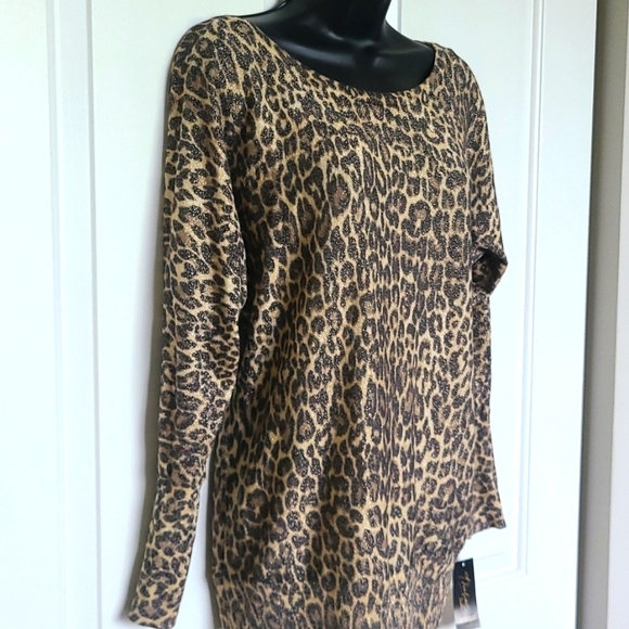 Thalia Sodi Metallic Leopard Crew-Neck Sweater - Picture 4 of 11